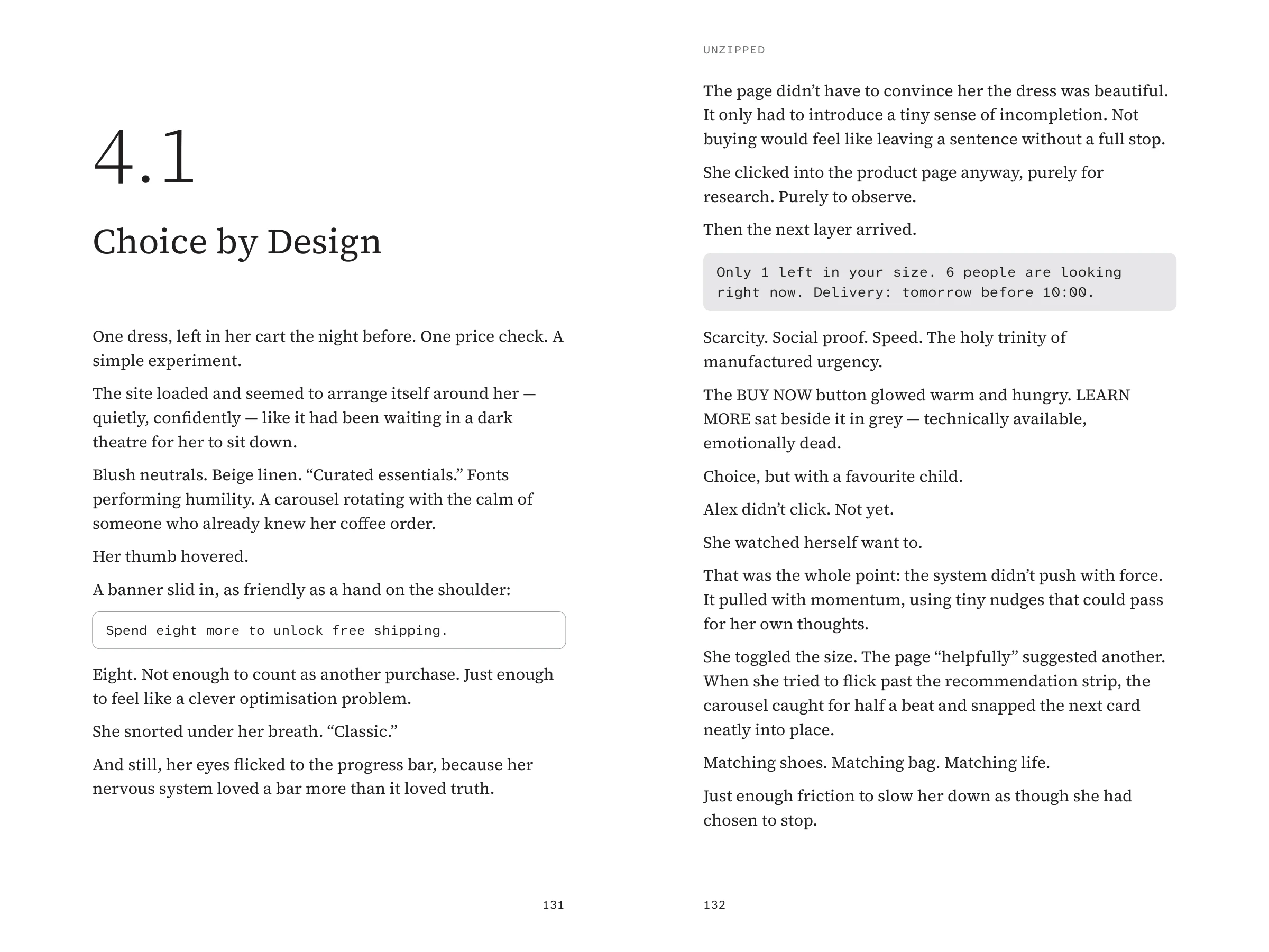 Read the actual free-shipping scene from Choice by Design